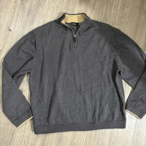 George Men’s Gray Quarter Zip Pullover Sweater Size XL Cotton Blend